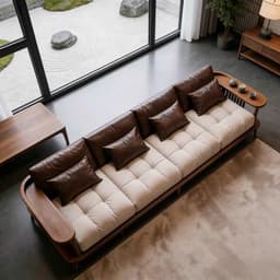Ghế sofa gỗ tự nhiên đệm nỉ, da VUADECOR VS90 7