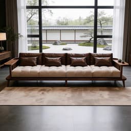 Ghế sofa gỗ tự nhiên đệm nỉ, da VUADECOR VS90 6