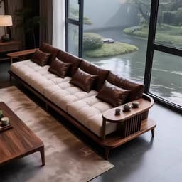 Ghế sofa gỗ tự nhiên đệm nỉ, da VUADECOR VS90 3
