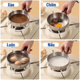Bát/tô inox kiểu Nhật nồi inox 17cm có tay cầm bằng gỗ và nắp đậy dùng để nấu mì hâm nóng sữa phù hợp cho bếp gas và bếp 4