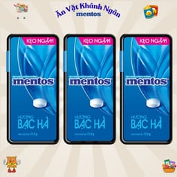 Combo Kẹo Ngậm Không Đường Mentos Hương Đào, Nho, Bạc Hà Hộp Nhỏ Tiện Lợi 17,5g - HÀNG CHÍNH HÃNG 3