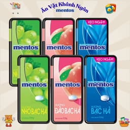 Combo Kẹo Ngậm Không Đường Mentos Hương Đào, Nho, Bạc Hà Hộp Nhỏ Tiện Lợi 17,5g - HÀNG CHÍNH HÃNG 8