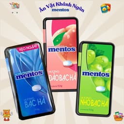 Combo Kẹo Ngậm Không Đường Mentos Hương Đào, Nho, Bạc Hà Hộp Nhỏ Tiện Lợi 17,5g - HÀNG CHÍNH HÃNG 1