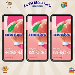 Combo Kẹo Ngậm Không Đường Mentos Hương Đào, Nho, Bạc Hà Hộp Nhỏ Tiện Lợi 17,5g - HÀNG CHÍNH HÃNG 2