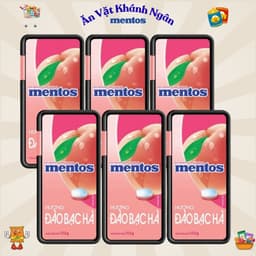 Combo Kẹo Ngậm Không Đường Mentos Hương Đào, Nho, Bạc Hà Hộp Nhỏ Tiện Lợi 17,5g - HÀNG CHÍNH HÃNG 6