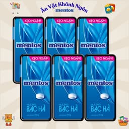 Combo Kẹo Ngậm Không Đường Mentos Hương Đào, Nho, Bạc Hà Hộp Nhỏ Tiện Lợi 17,5g - HÀNG CHÍNH HÃNG 5