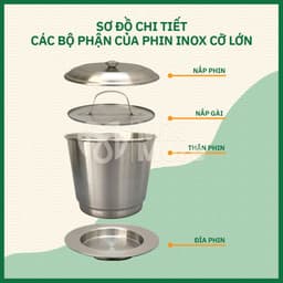 Phin pha cà phê inox 430 lớn 100g, 200g, 400g cứng cáp, dùng bền, phù hợp cho quán cf, xe đẩy, gia đình Mixmore 2