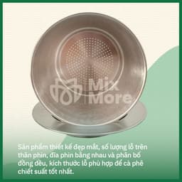 Phin pha cà phê inox 430 lớn 100g, 200g, 400g cứng cáp, dùng bền, phù hợp cho quán cf, xe đẩy, gia đình Mixmore 3