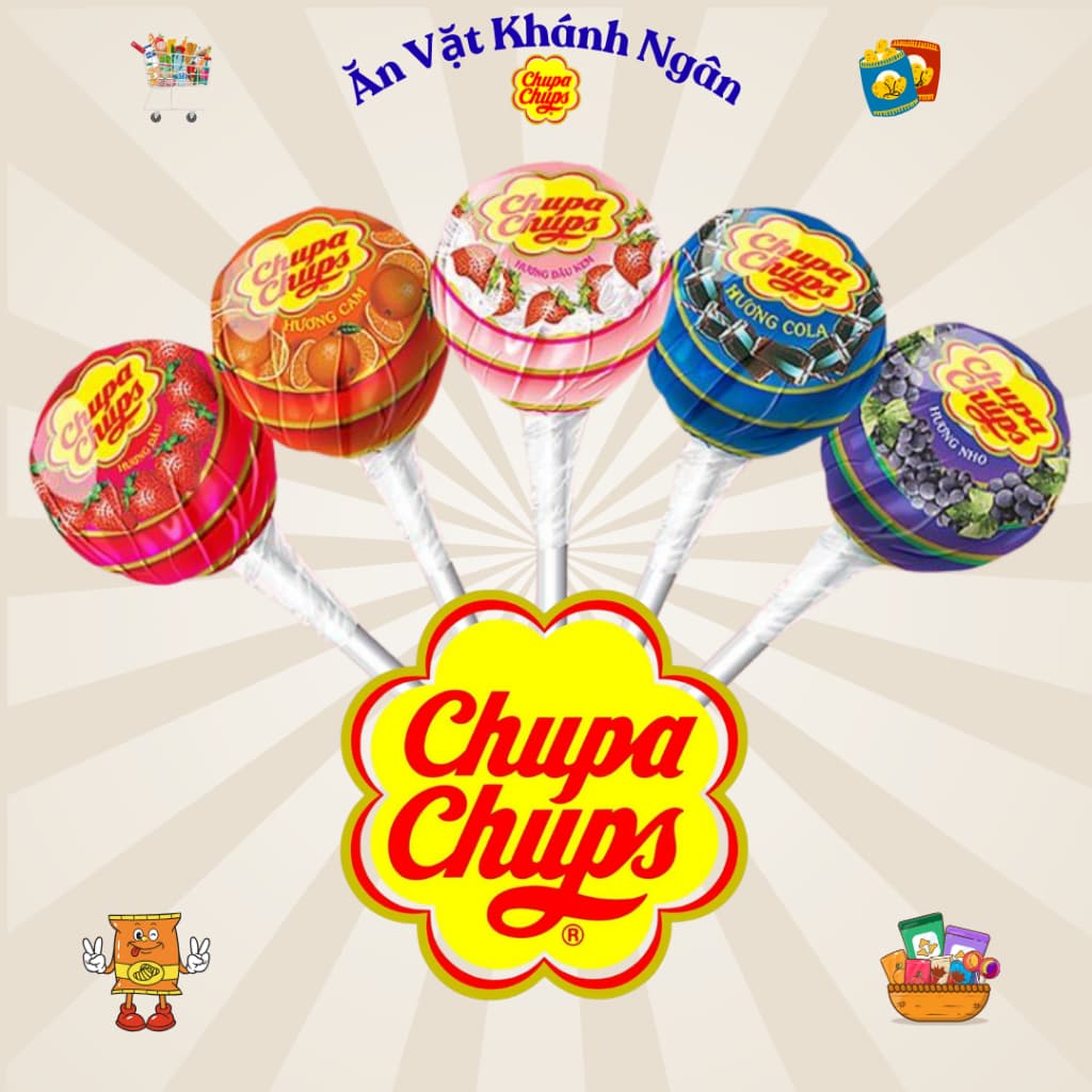Kẹo mút Chupa Chups hương Hoa và Trái cây hỗn hợp - HÀNG CHÍNH HÃNG