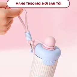 Bình giữ nhiệt XCUP KITTY Có ống hút mới, INOX 316, dung tích 600ml, dành cho học sinh, sinh viên 5
