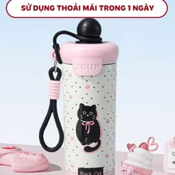 Bình giữ nhiệt XCUP KITTY Có ống hút mới, INOX 316, dung tích 600ml, dành cho học sinh, sinh viên 8