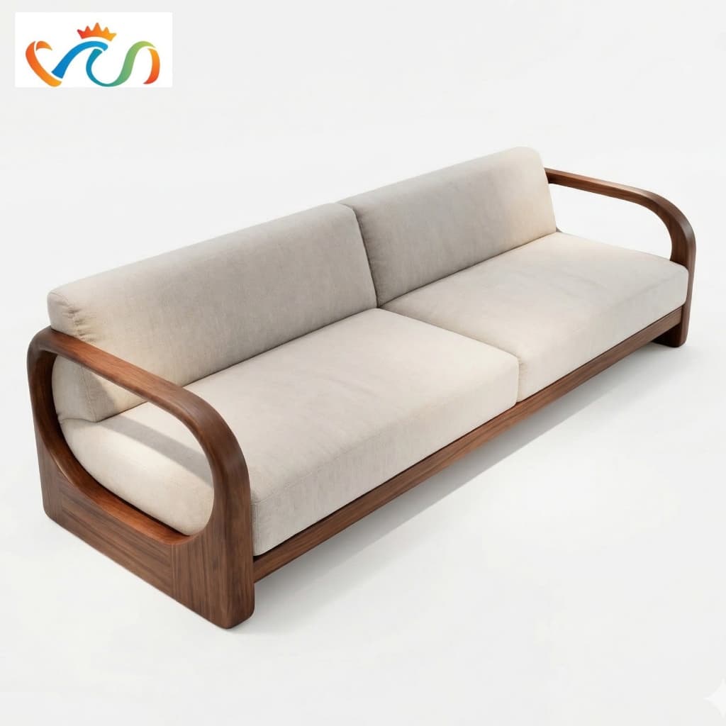Ghế sofa gỗ tự nhiên đệm nỉ, da VUADECOR VS96