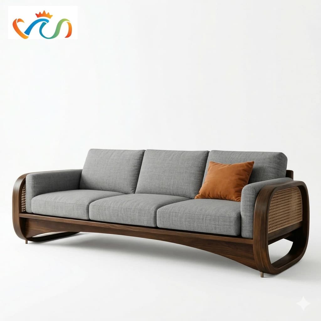 Ghế sofa gỗ tự nhiên phối mây VUADECOR VS97