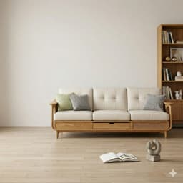Ghế sofa gỗ phối mây đệm nỉ có hộc để đồ VUADECOR VS98 7