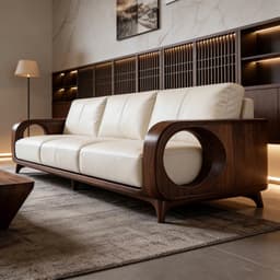 Ghế sofa gỗ tự nhiên đệm nỉ, da VUADECOR VS99 6