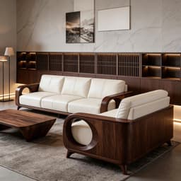Ghế sofa gỗ tự nhiên đệm nỉ, da VUADECOR VS99 4