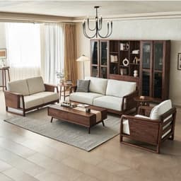 Ghế sofa gỗ tự nhiên đệm nỉ, da VUADECOR VS100 4
