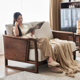 Ghế sofa gỗ tự nhiên đệm nỉ, da VUADECOR VS100 7