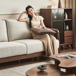 Ghế sofa gỗ tự nhiên đệm nỉ, da VUADECOR VS100 5