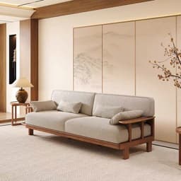 Ghế sofa gỗ tự nhiên đệm nỉ, da VUADECOR VS101 6