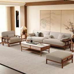 Ghế sofa gỗ tự nhiên đệm nỉ, da VUADECOR VS101 4