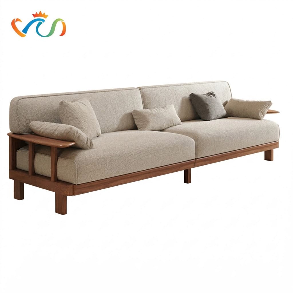 Ghế sofa gỗ tự nhiên đệm nỉ, da VUADECOR VS101
