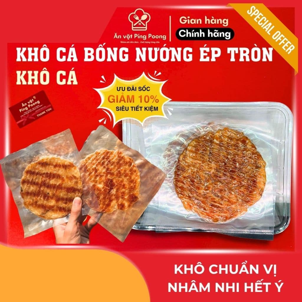 [Hỏa Tốc] Khô Cá Bống Nướng Ép Miếng Tròn Bọc Từng Miếng Hộp 500G, Xé Ăn Liền Nhâm Nhi Làm Qùa Tết -
