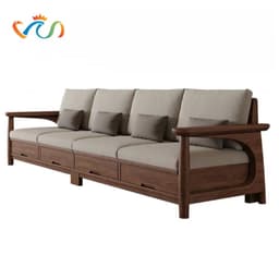 Ghế sofa gỗ tự nhiên đệm nỉ, da có ngăn kéo VUADECOR VS102 1