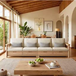 Ghế sofa gỗ tự nhiên đệm nỉ, da có ngăn kéo VUADECOR VS102 4