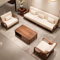 Ghế sofa gỗ tự nhiên đệm nỉ, da VUADECOR VS103 5
