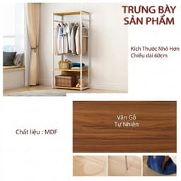 HOF Kệ treo quần áo nhiều tầng kèm kệ để đồ khung thép đa năng đặt sàn dùng cho phòng ngủ 8