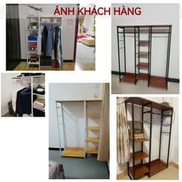 HOF Kệ treo quần áo nhiều tầng kèm kệ để đồ khung thép đa năng đặt sàn dùng cho phòng ngủ 9