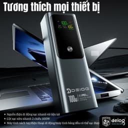 Pin dự phòng sạc nhanh 100W Deiog DY-209 25.000mah. Sạc được laptop và 22.5W Remax FC-12 20.000mah 2