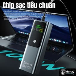 Pin dự phòng sạc nhanh 100W Deiog DY-209 25.000mah. Sạc được laptop và 22.5W Remax FC-12 20.000mah 6