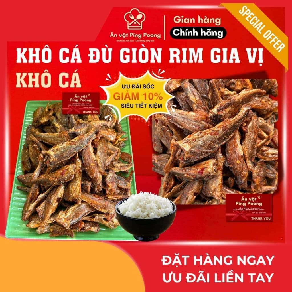 Khô Cá Đù Nguyên Con, Rim Gia Vị Ăn Liền, Sấy Giòn Vừa Miệng, Giữ Trọn Vị Thơm Ngon - Lon 250G