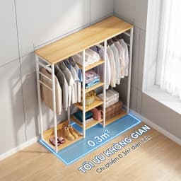 HOF Kệ treo quần áo nhiều tầng kèm kệ để đồ khung thép đa năng đặt sàn dùng cho phòng ngủ 7