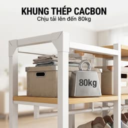 HOF Kệ treo quần áo nhiều tầng kèm kệ để đồ khung thép đa năng đặt sàn dùng cho phòng ngủ 4