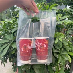 Túi đựng khay ly 4 ô 6 ô – Túi PE hột xoài trong suốt đựng trà sữa, cà phê, đồ ăn mang đi tiện lợi 9