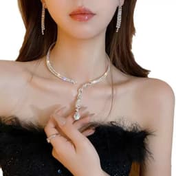 Dây Chuyền Choker Nữ Đính Đá Sang Trọng – Vòng Cổ Dạng Hở Mặt Giọt Nước Lấp Lánh Dự Tiệc Cao Cấp 5