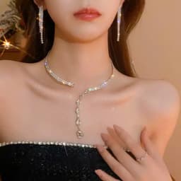 Dây Chuyền Choker Nữ Đính Đá Sang Trọng – Vòng Cổ Dạng Hở Mặt Giọt Nước Lấp Lánh Dự Tiệc Cao Cấp 2