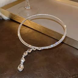 Dây Chuyền Choker Nữ Đính Đá Sang Trọng – Vòng Cổ Dạng Hở Mặt Giọt Nước Lấp Lánh Dự Tiệc Cao Cấp 3
