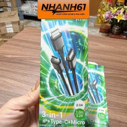 Cáp Sạc 3 Trong 1 Hoco, X76,Dài 1M, Đa Năng Tiện Lợi 4