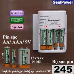 Bộ Sạc Pin Tiểu MS-812A (12 Khe) và Bộ Sạc Pin Tiểu SealPower SNDG-245 8