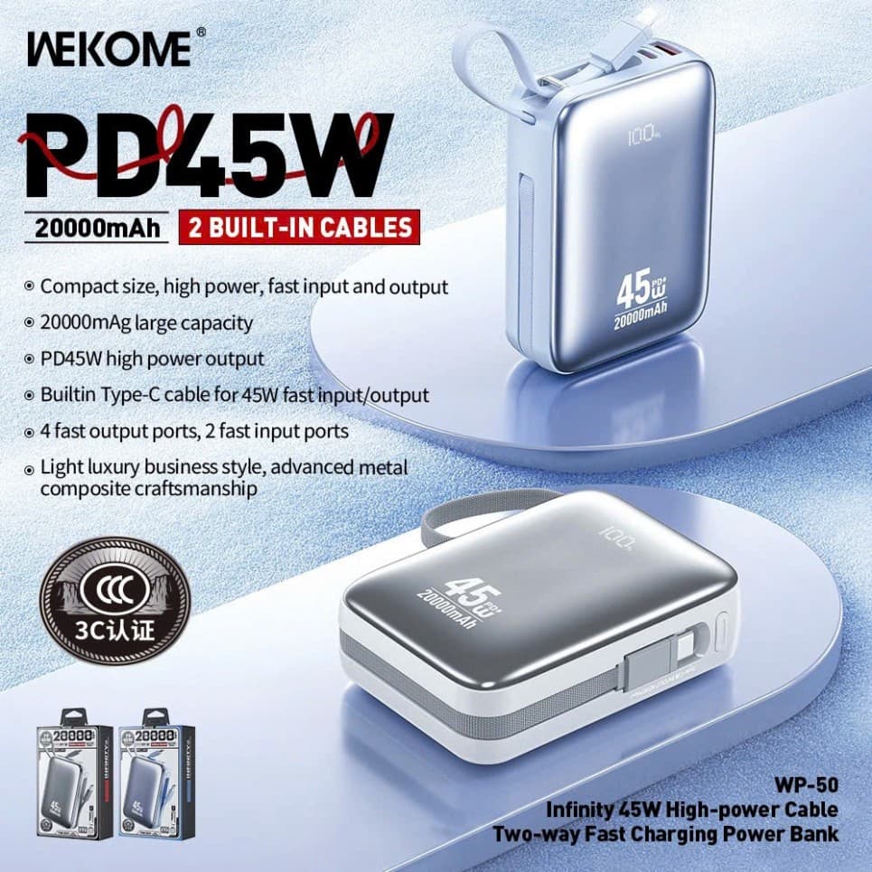 Pin dự phòng Sạc nhanh 45W WEKOME WP-50 20.000mAh và 100W Deiog DY-209 25.000mah