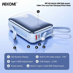 Pin dự phòng Sạc nhanh 45W WEKOME WP-50 20.000mAh và 100W Deiog DY-209 25.000mah 3
