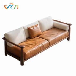 Ghế sofa gỗ tự nhiên đệm nỉ, da VUADECOR VS106 1