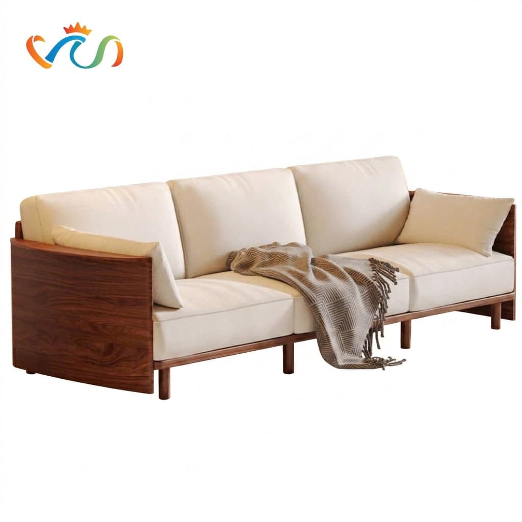 Ghế sofa gỗ tự nhiên đệm nỉ, da VUADECOR VS107