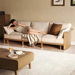 Ghế sofa gỗ tự nhiên đệm nỉ, da VUADECOR VS107 3