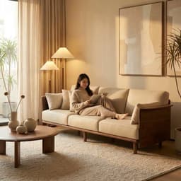 Ghế sofa gỗ tự nhiên đệm nỉ, da VUADECOR VS107 5