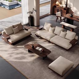 Ghế sofa gỗ tự nhiên đệm nỉ, da VUADECOR VS108 5